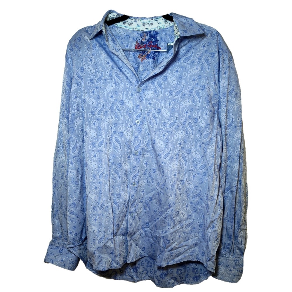 Robert Graham Blue Hanging Garden Paisley Men's Button Down Shirt Size XL